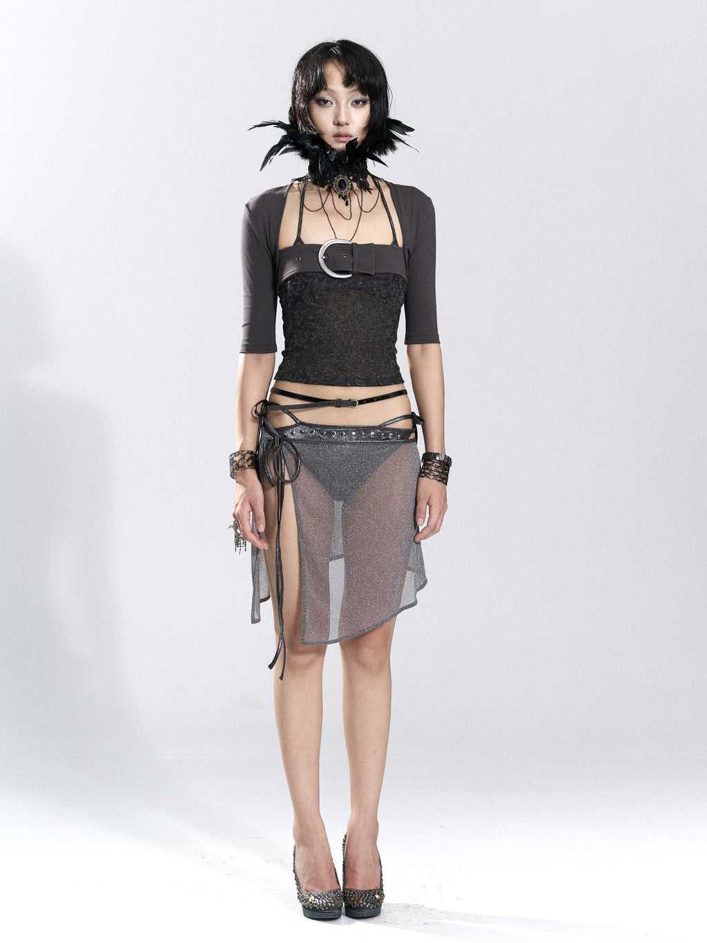 Patchwork Buckle Sleek Top