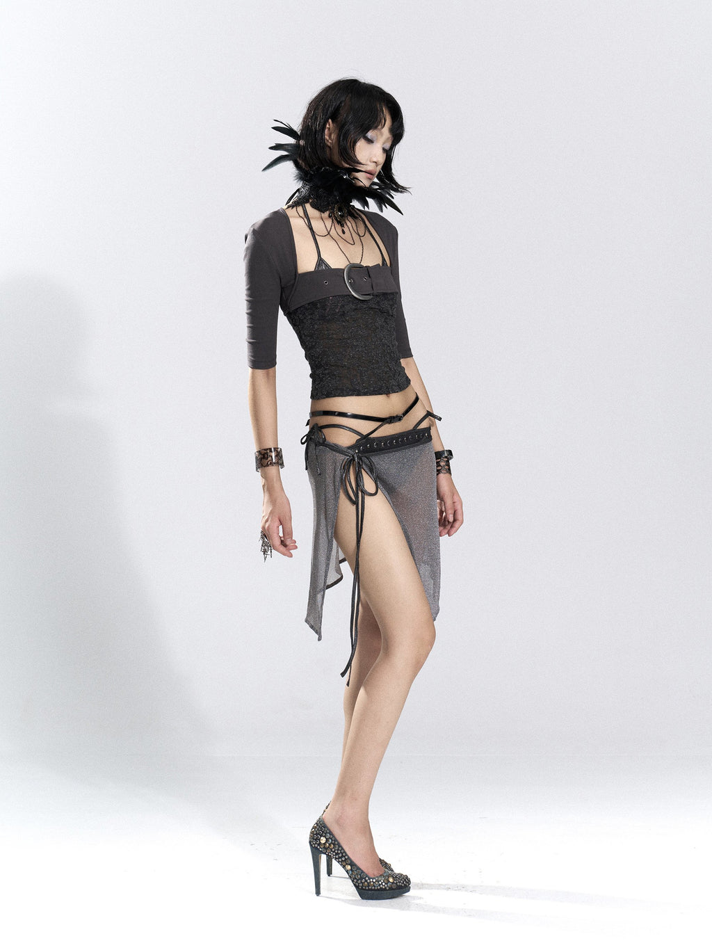 Patchwork Buckle Sleek Top
