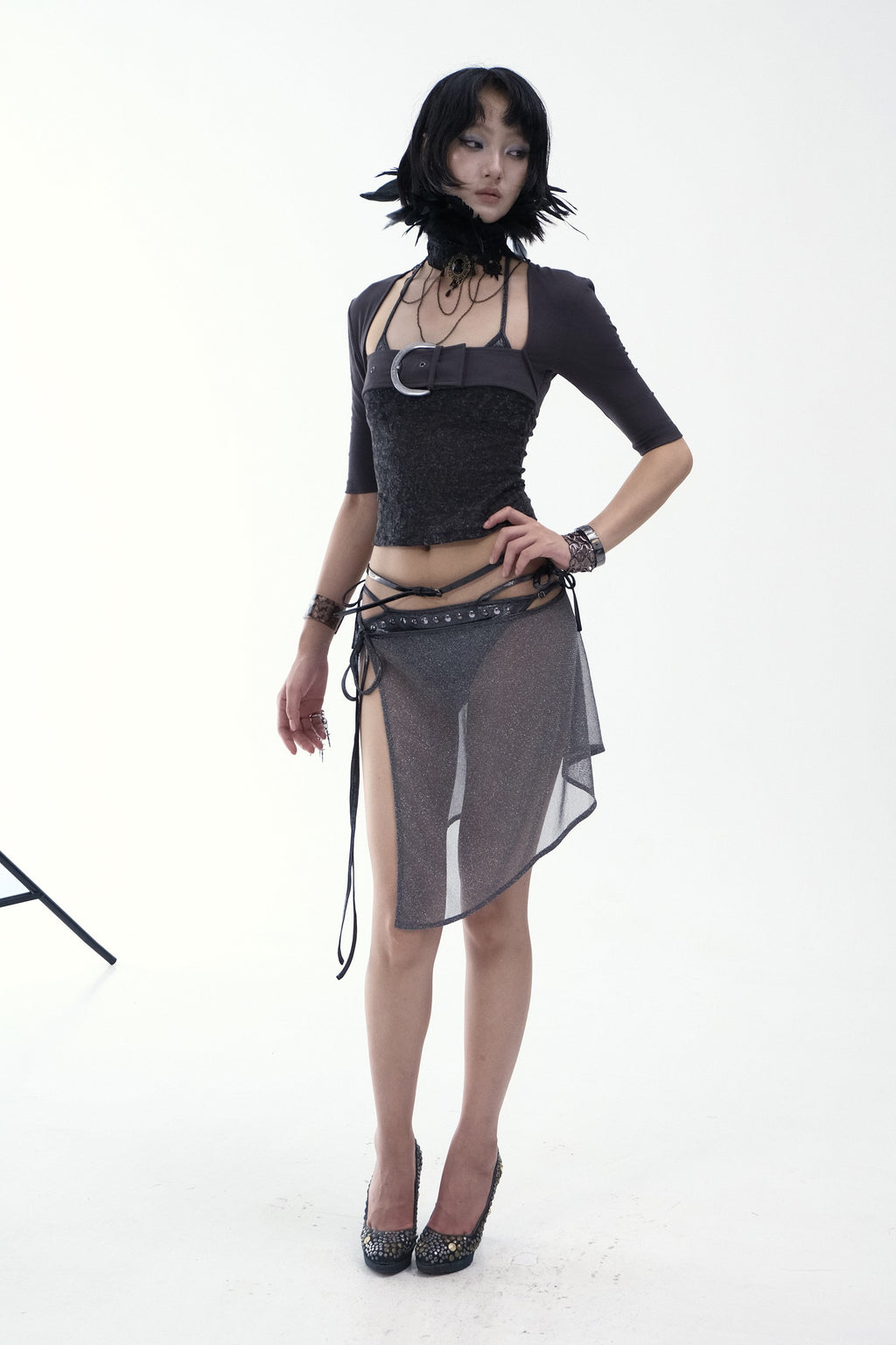 Patchwork Buckle Sleek Top