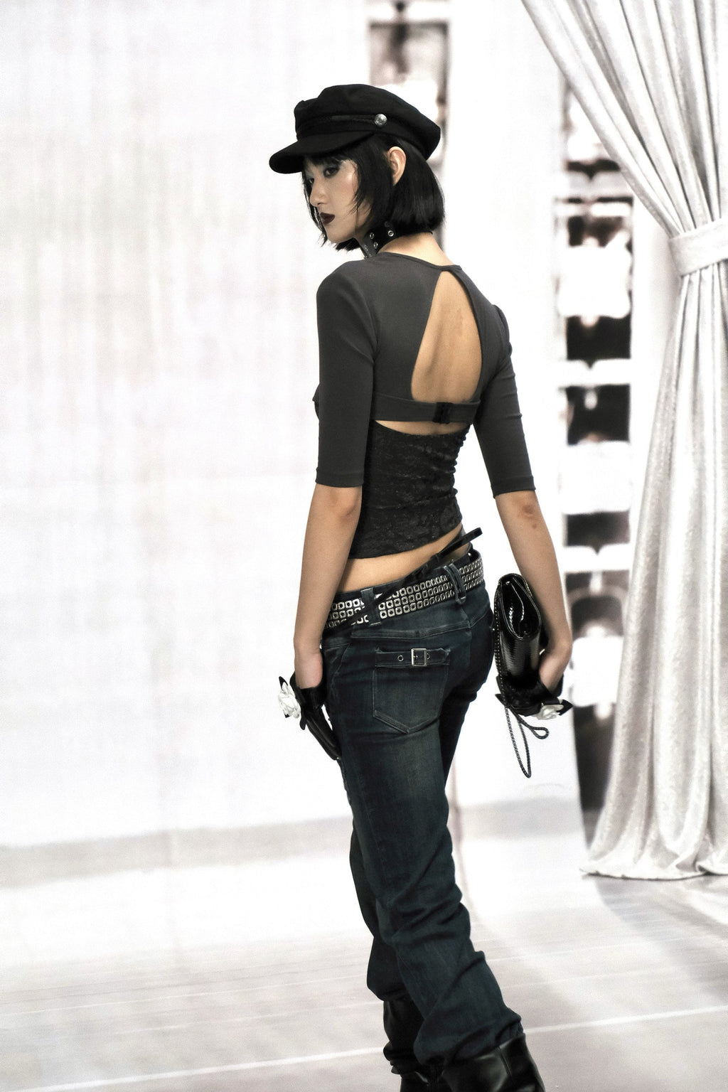 Patchwork Buckle Sleek Top