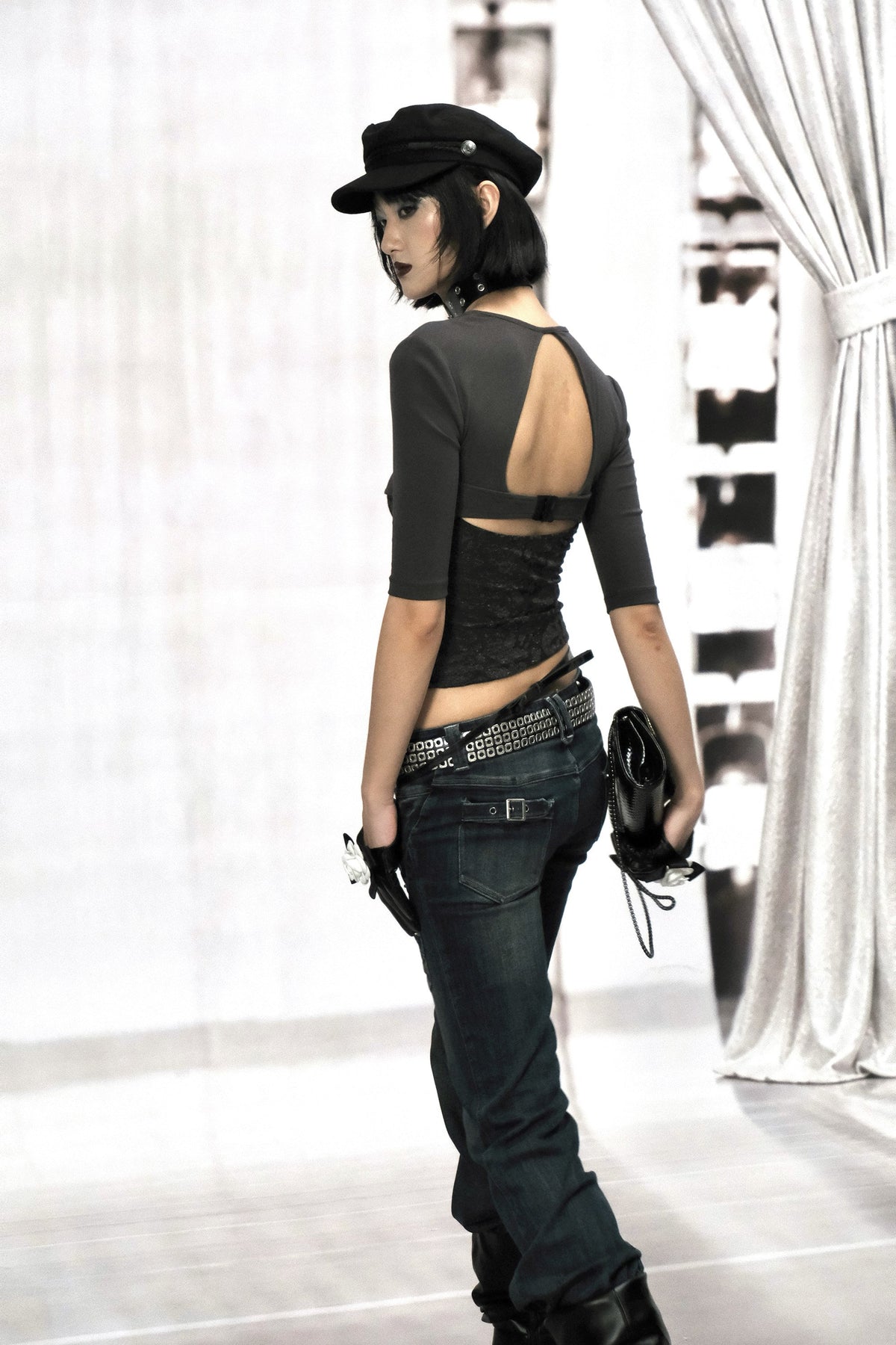 Patchwork Buckle Sleek Top