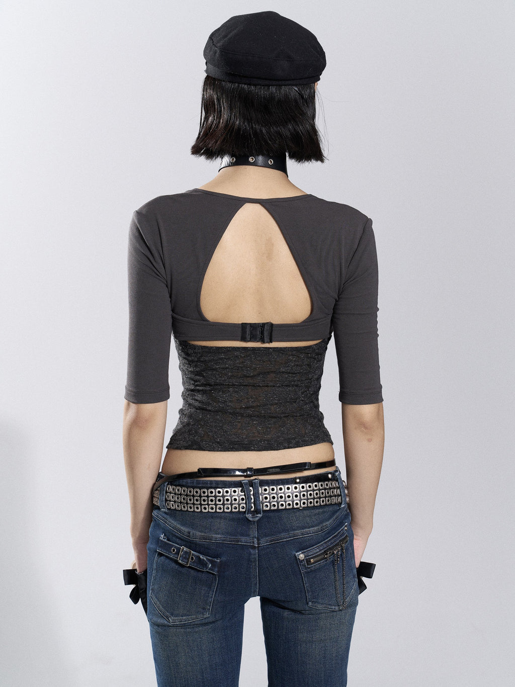 Patchwork Buckle Sleek Top
