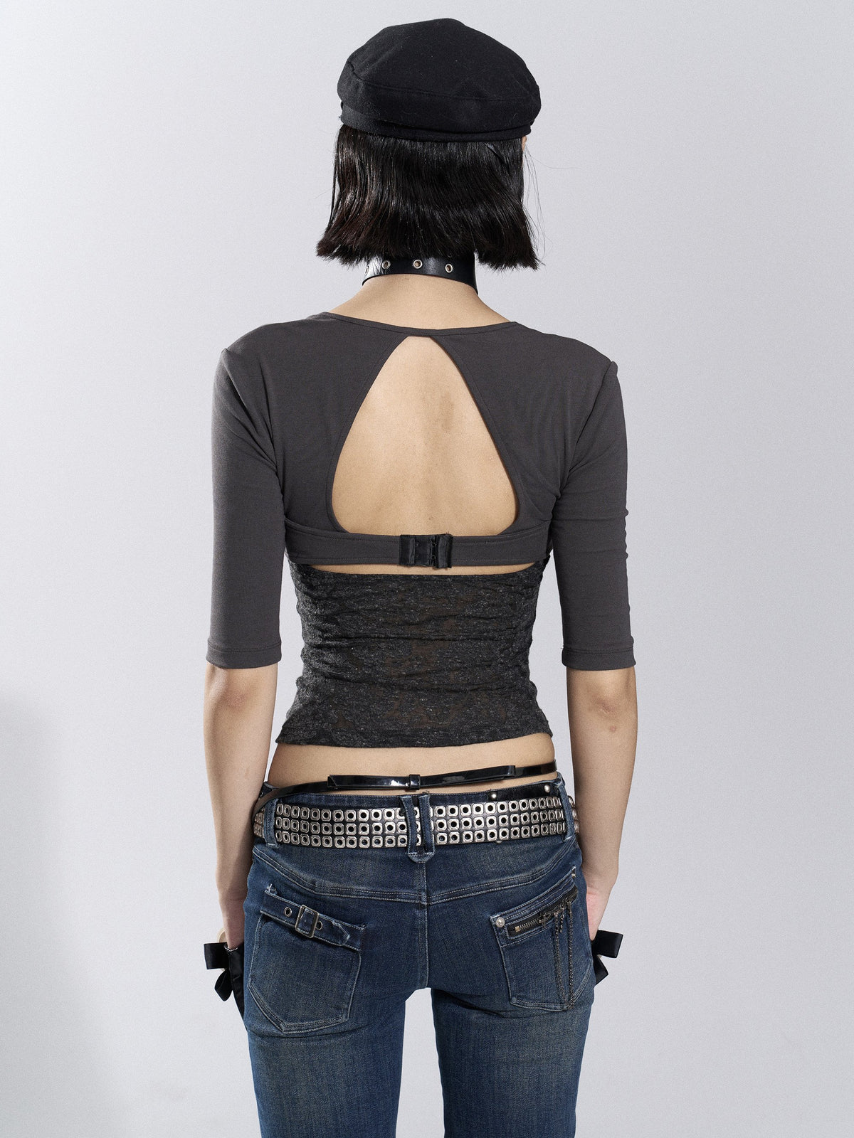 Patchwork Buckle Sleek Top