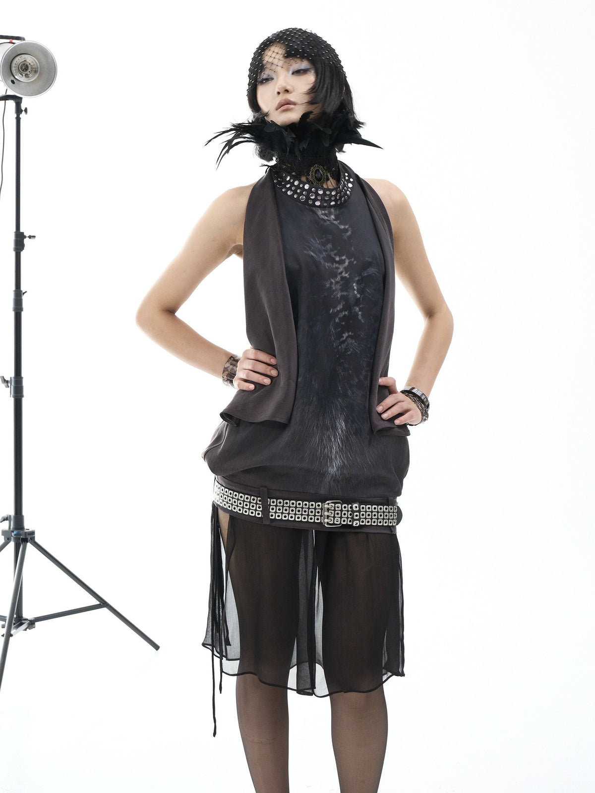 Metal Rivet Halter Back Top