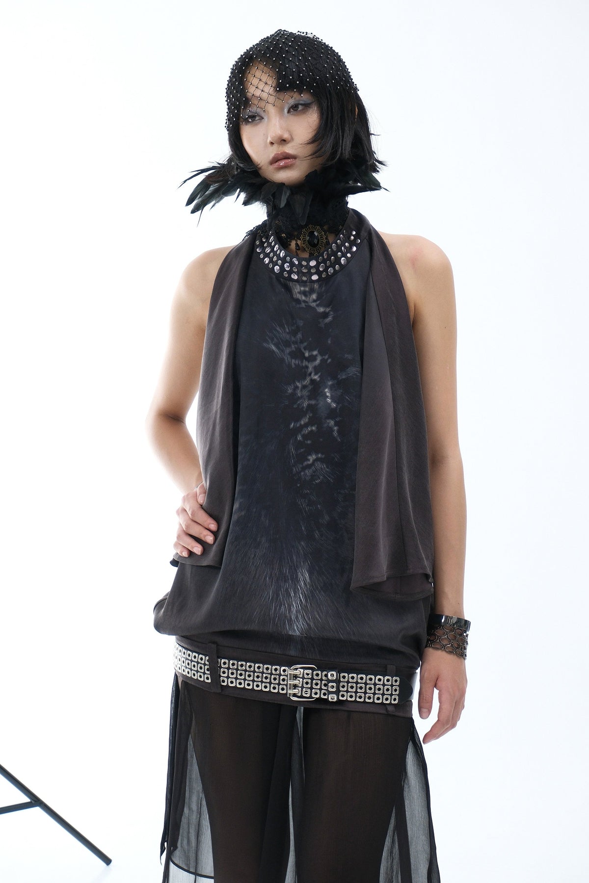 Metal Rivet Halter Back Top
