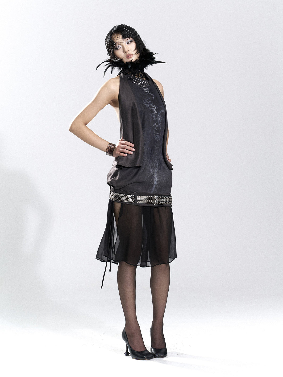 Metal Rivet Halter Back Top