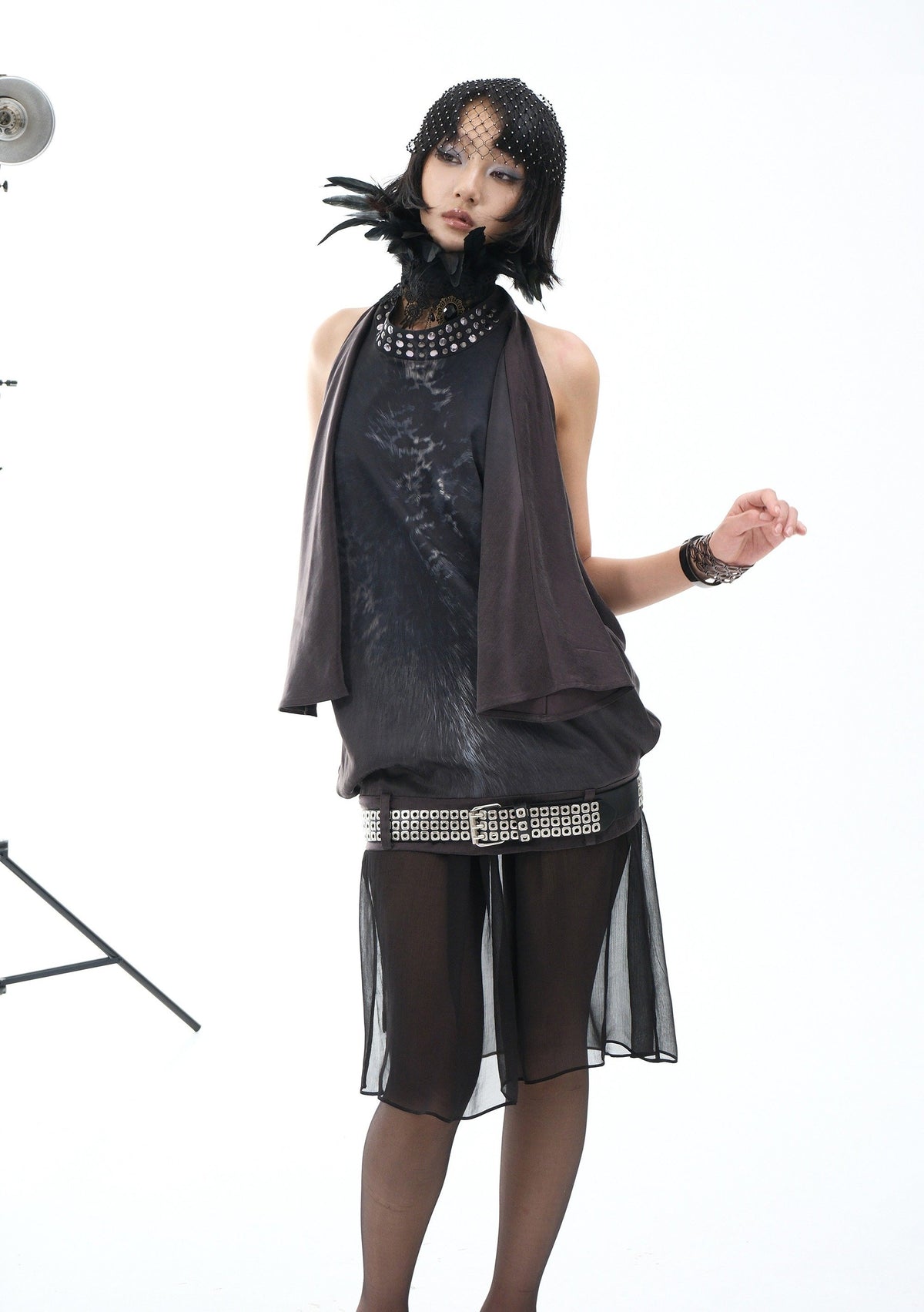 Metal Rivet Halter Back Top