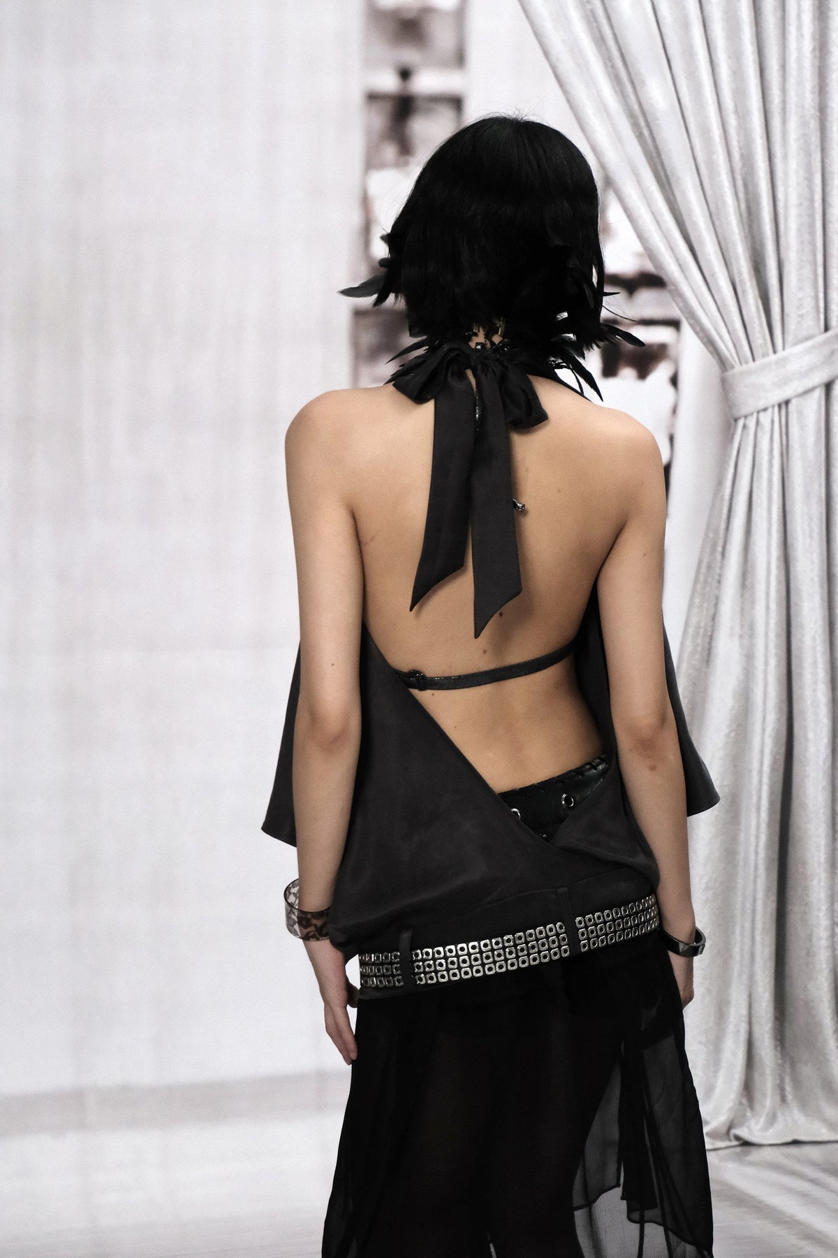 Metal Rivet Halter Back Top