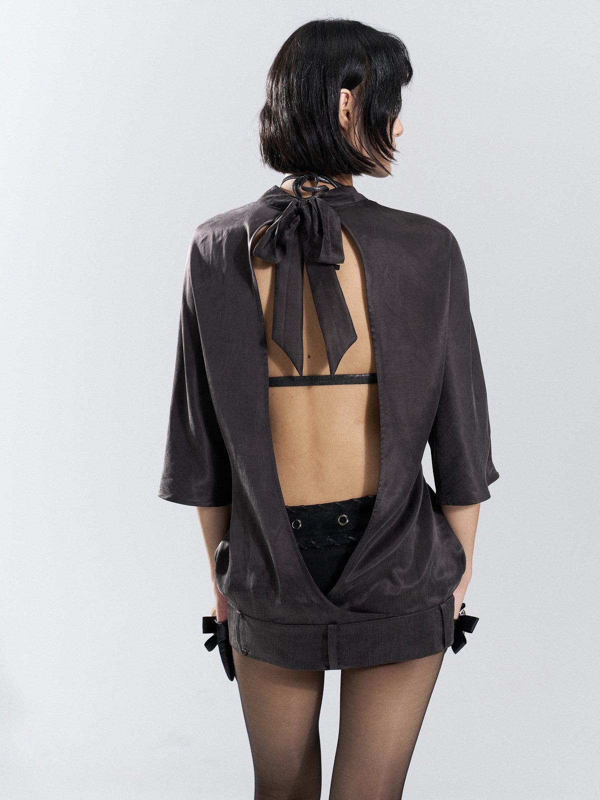 Metal Rivet Halter Back Top