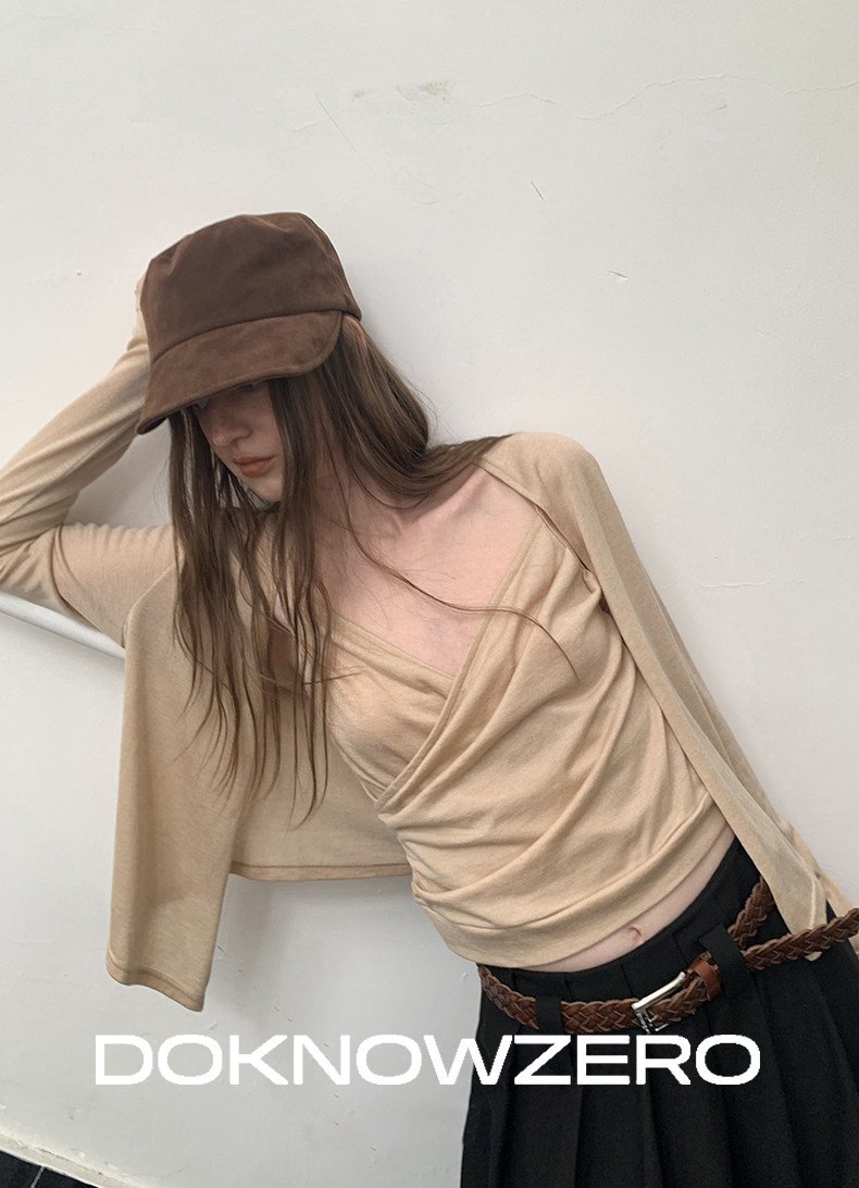 Draped Cross Tank Cardigan Set