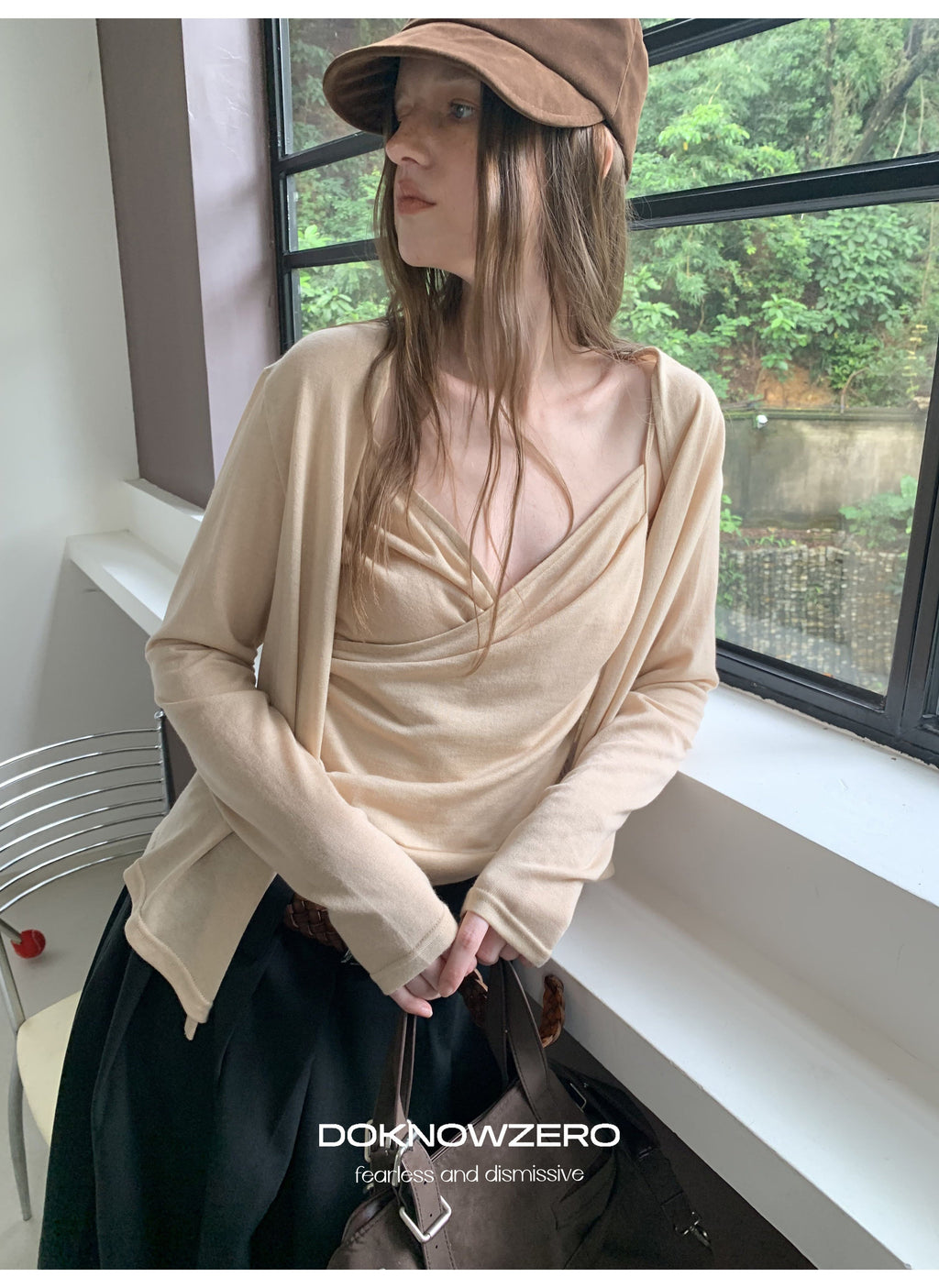Draped Cross Tank Cardigan Set