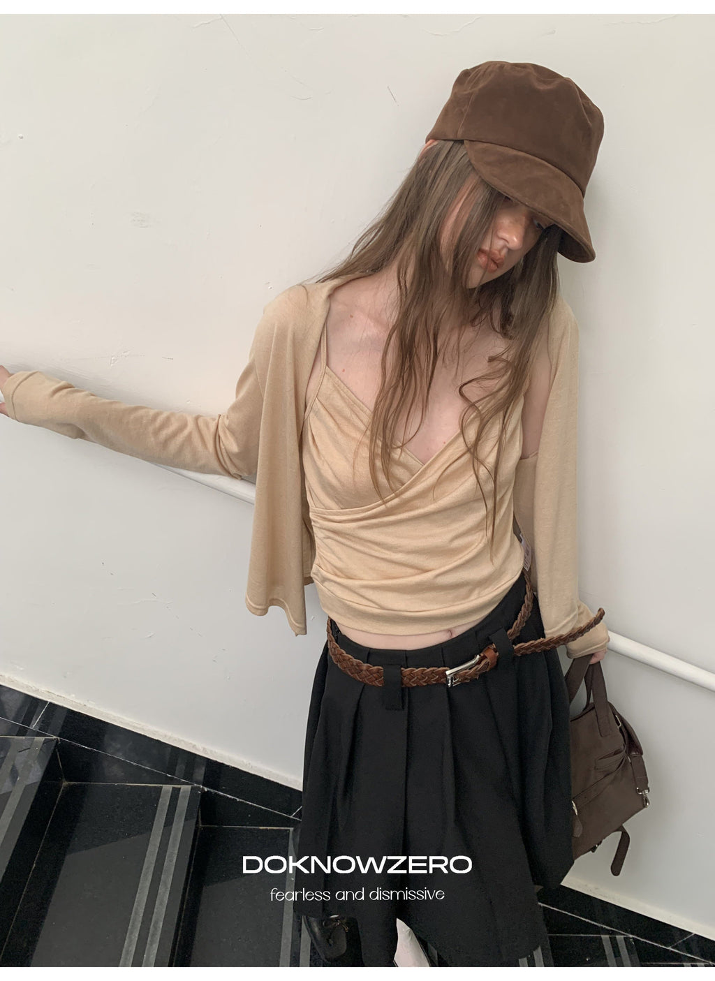 Draped Cross Tank Cardigan Set