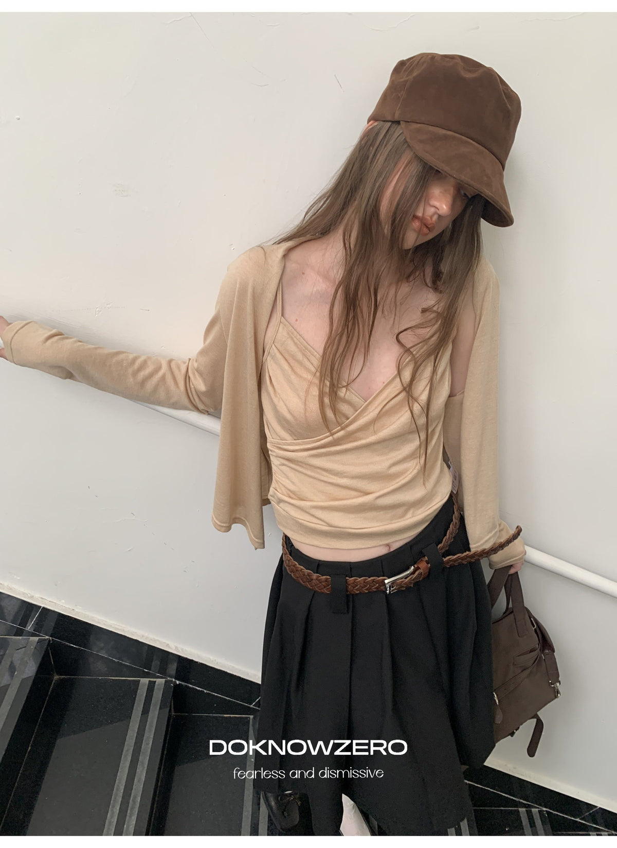 Draped Cross Tank Cardigan Set