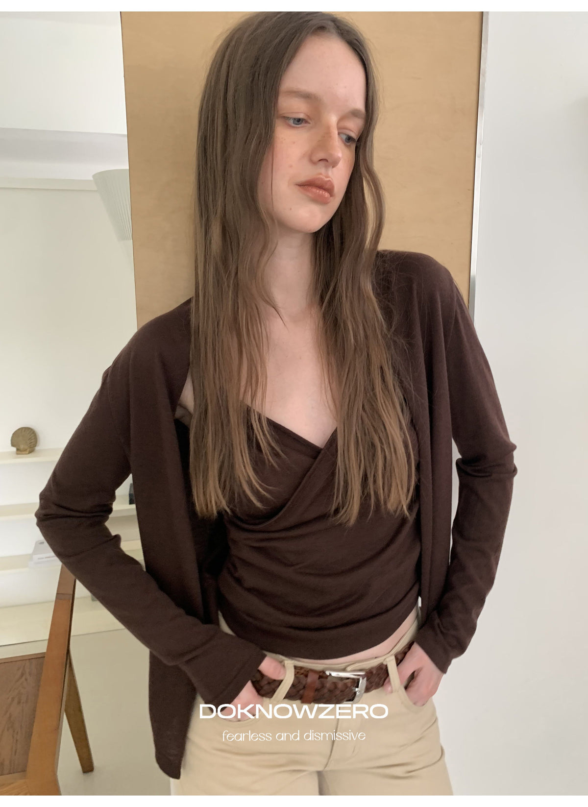 Draped Cross Tank Cardigan Set