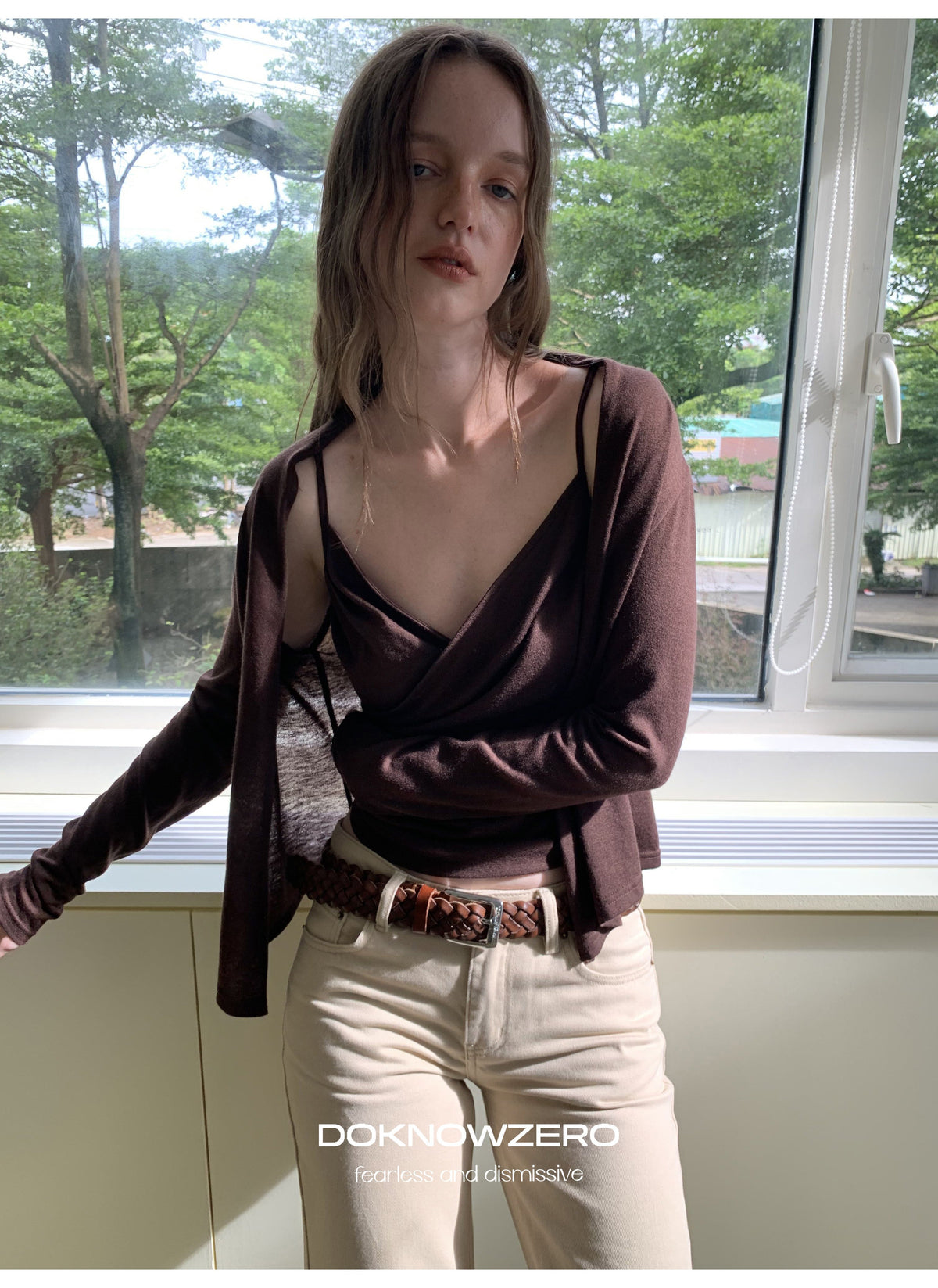 Draped Cross Tank Cardigan Set