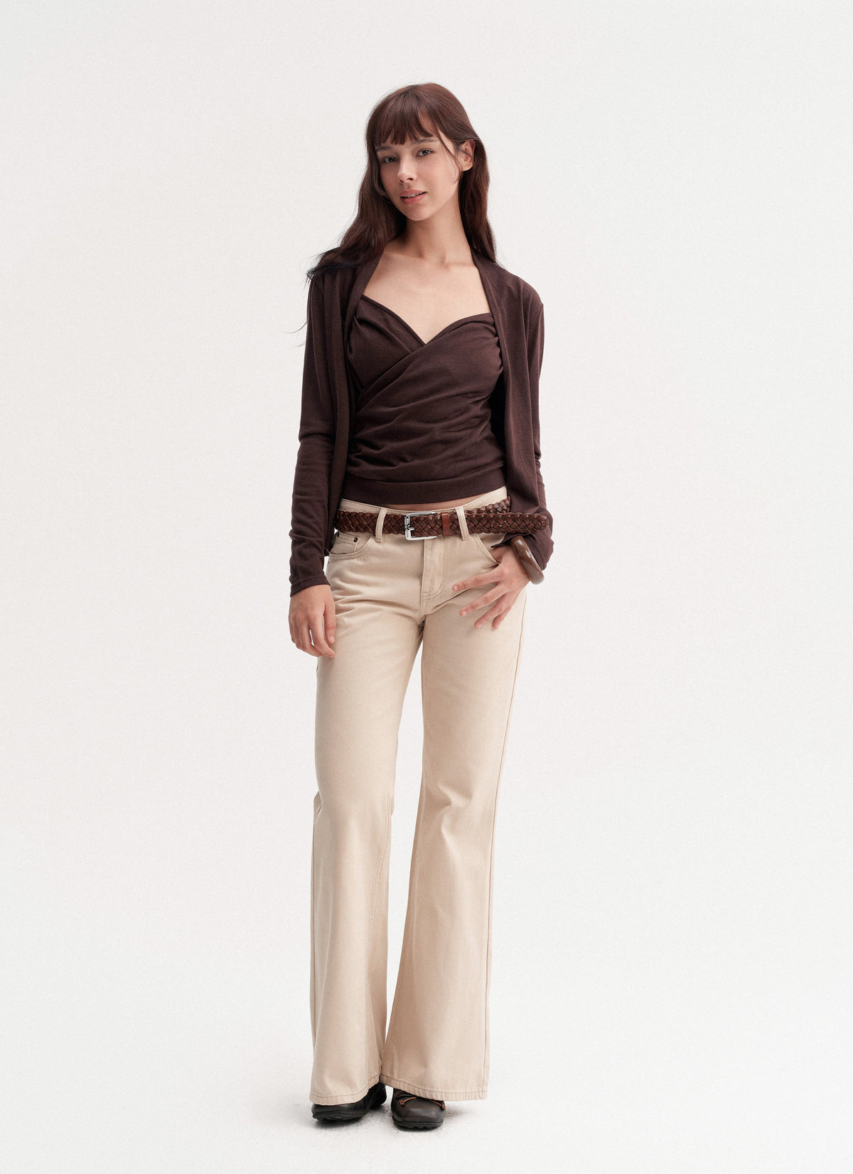 Draped Cross Tank Cardigan Set