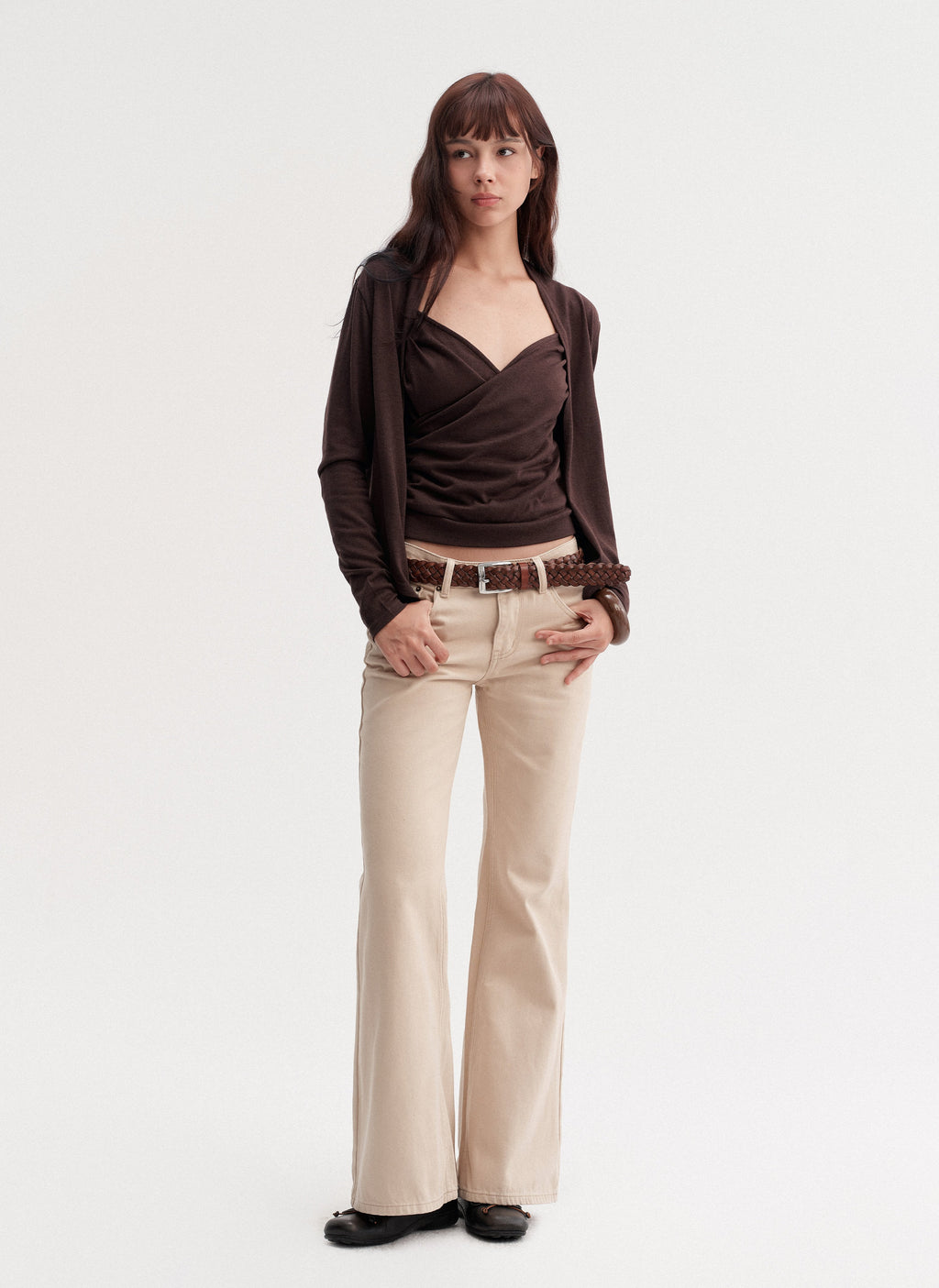 Draped Cross Tank Cardigan Set