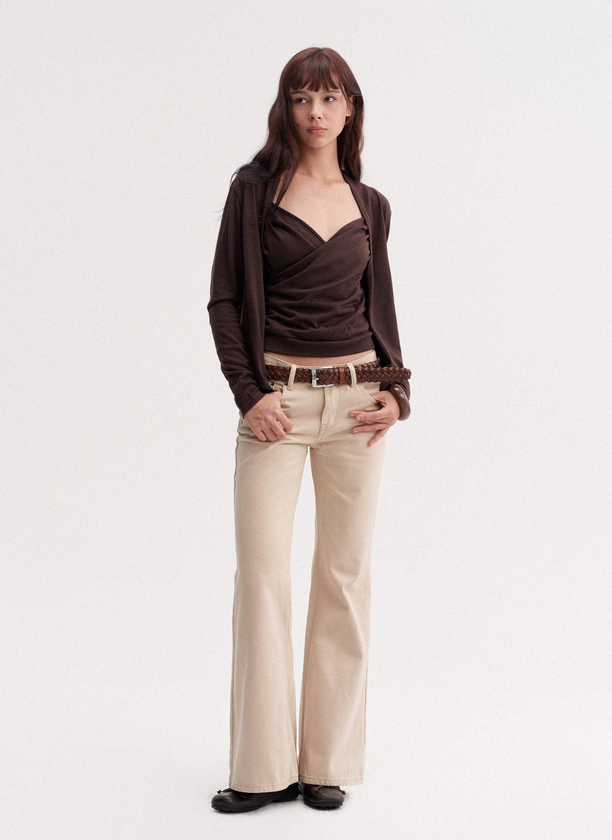 Draped Cross Tank Cardigan Set