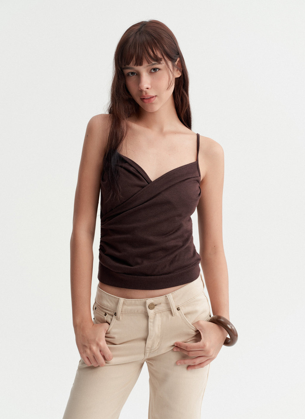Draped Cross Tank Cardigan Set