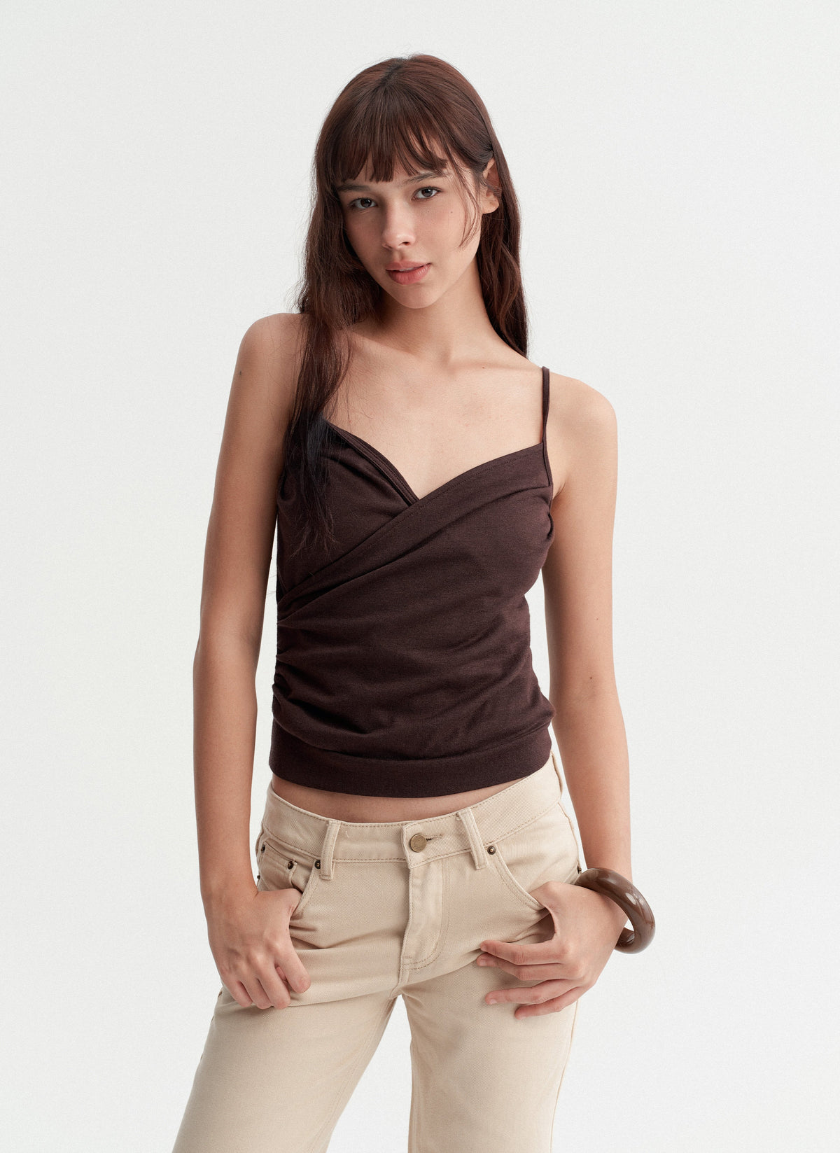 Draped Cross Tank Cardigan Set