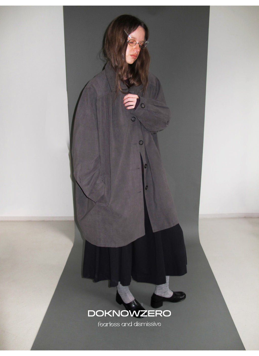 Gathered Trapeze Button Jacket