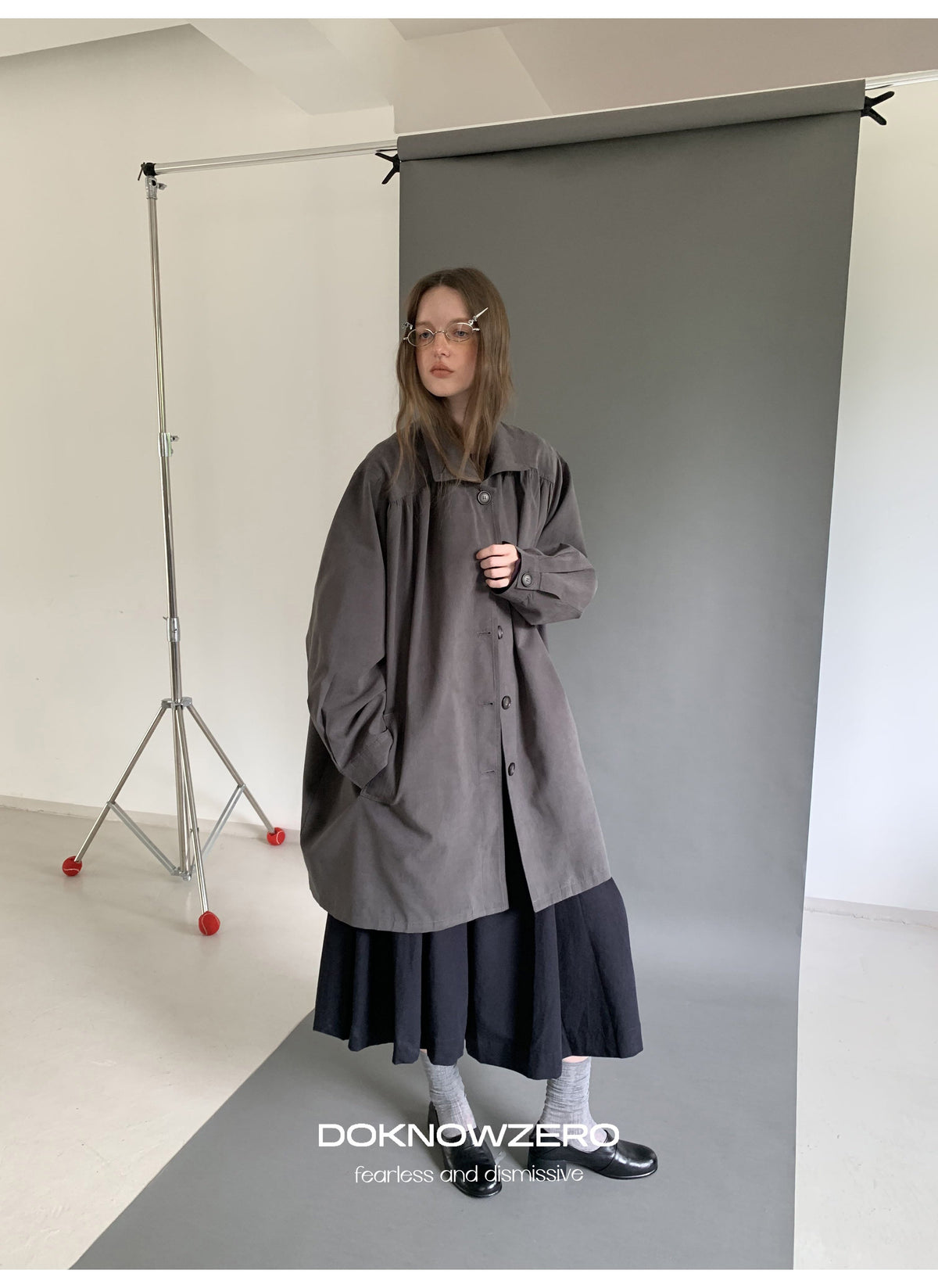 Gathered Trapeze Button Jacket