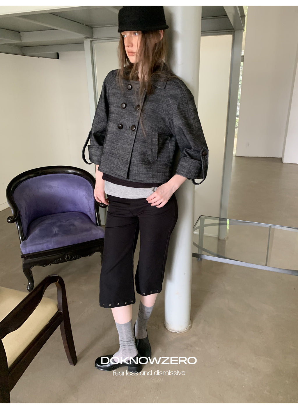 Structured Cuff Crop Jacket