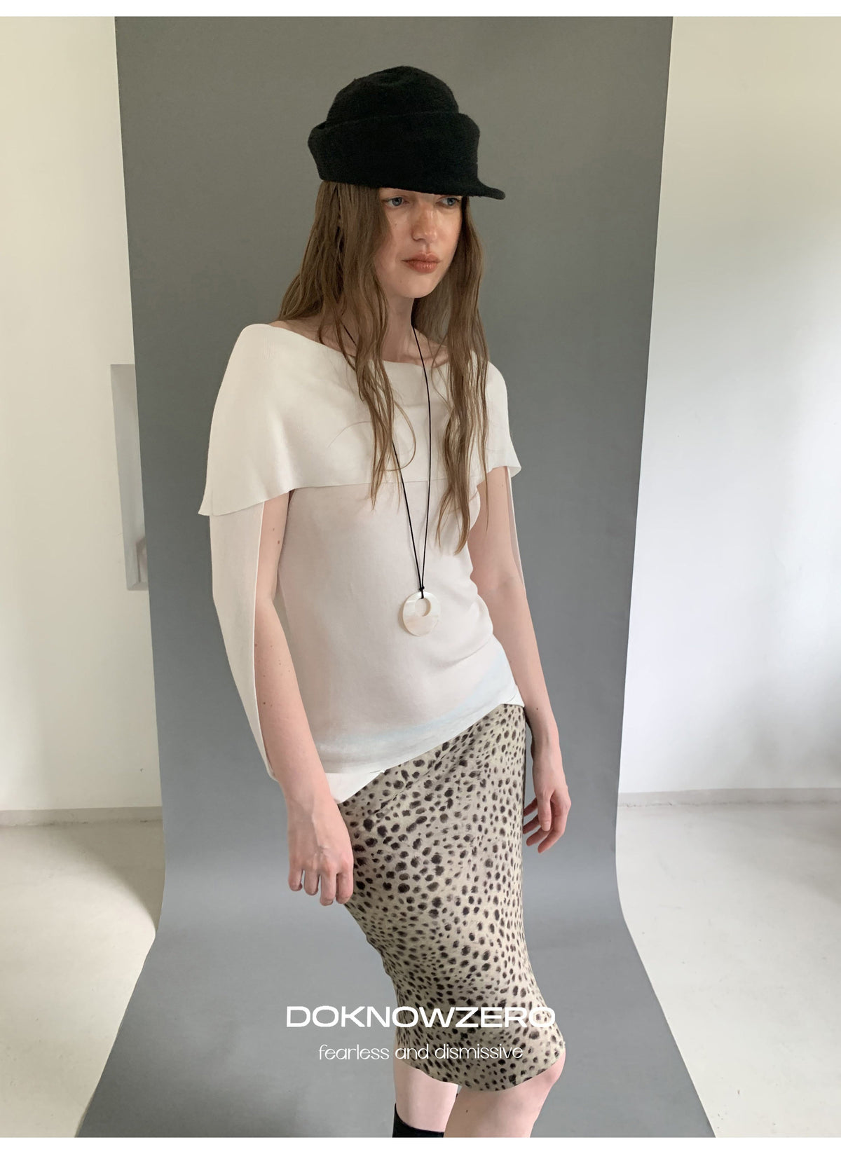 Leopard Sheen Straight Skirt