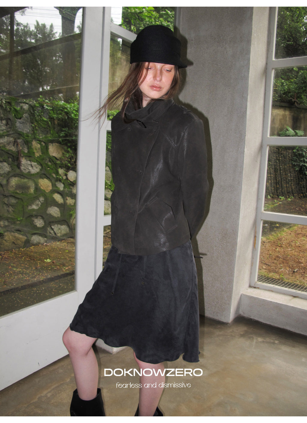 Dark Brown Double Button PU Jacket