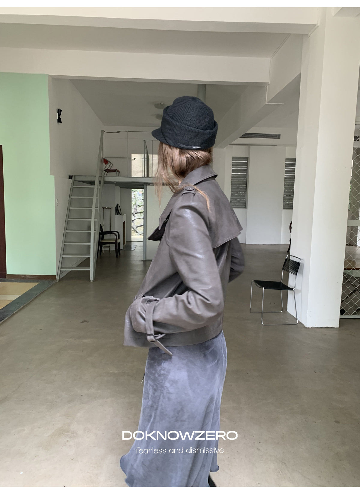 Dark Brown Double Button PU Jacket