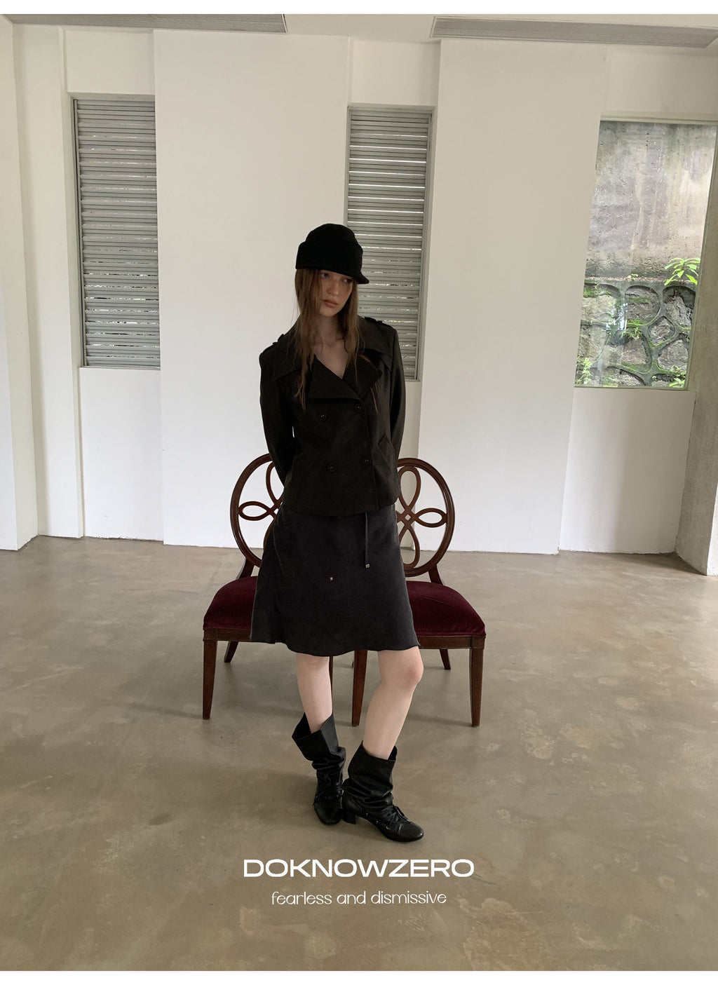 Dark Brown Double Button PU Jacket