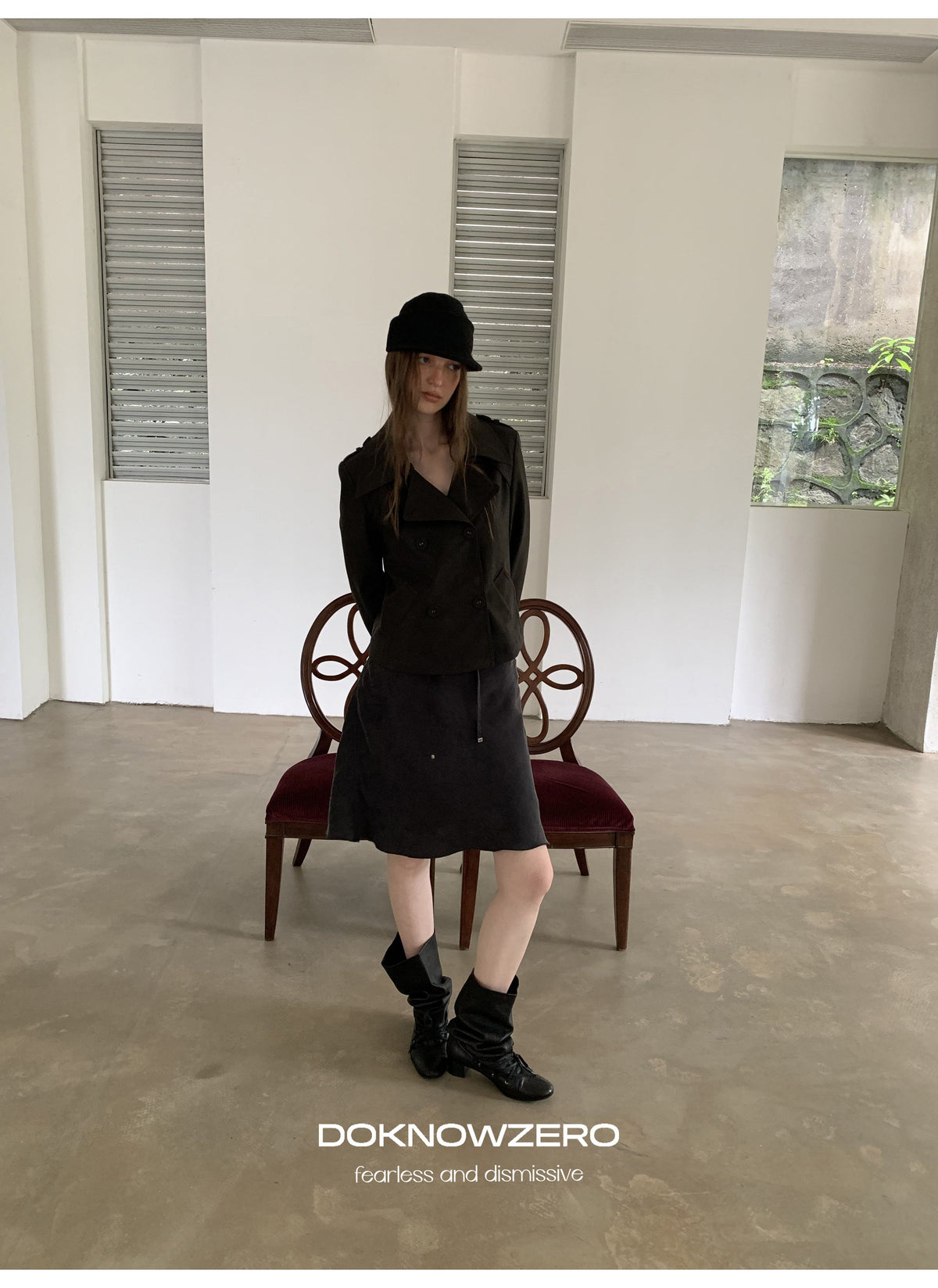 Dark Brown Double Button PU Jacket