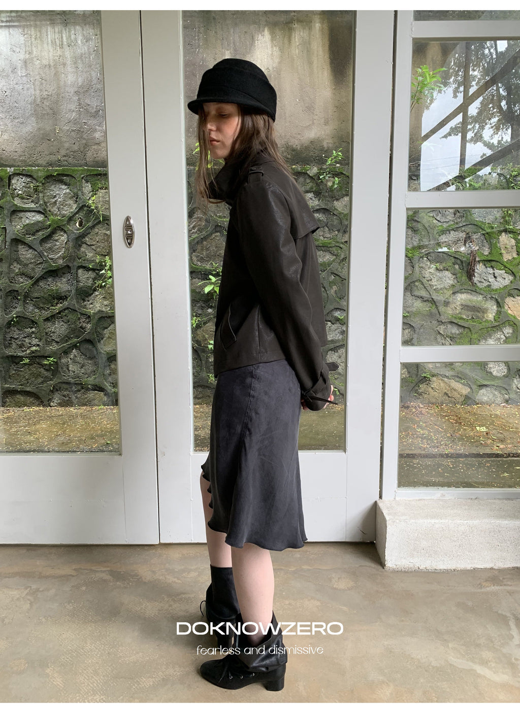 Dark Brown Double Button PU Jacket