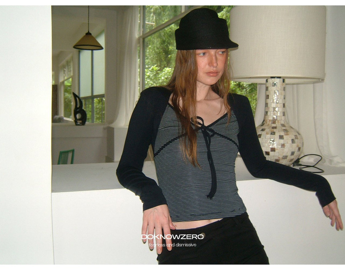 Stripe Tie Front Top