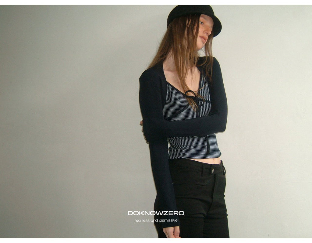 Stripe Tie Front Top