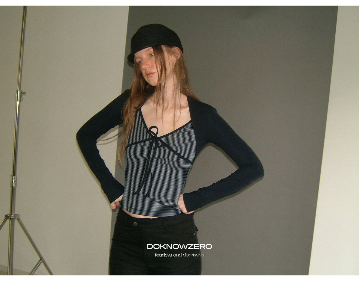 Stripe Tie Front Top