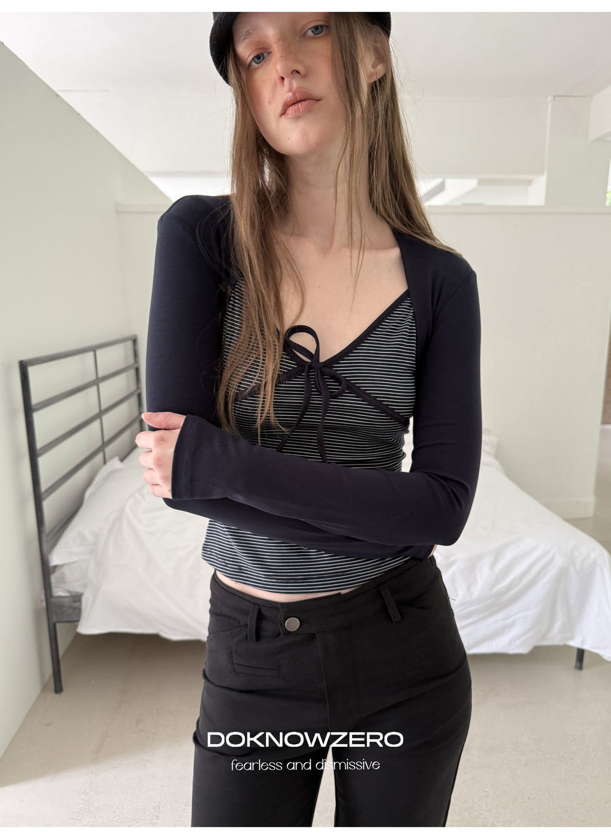 Stripe Tie Front Top