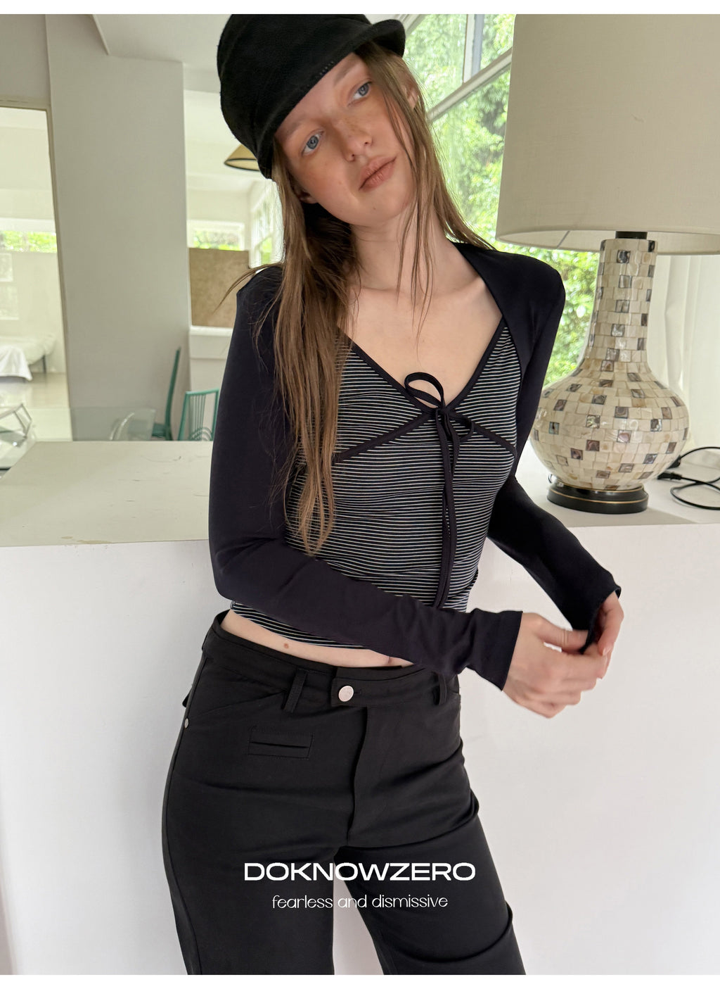 Stripe Tie Front Top