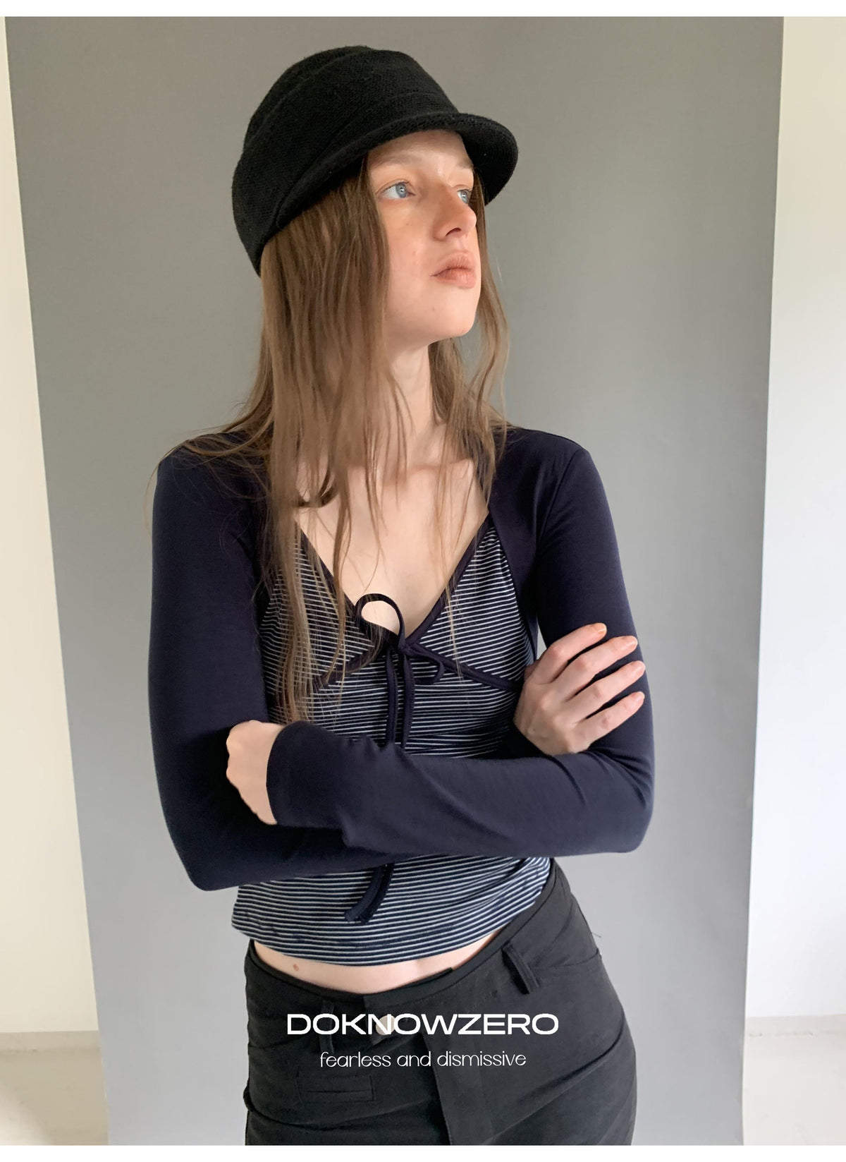 Stripe Tie Front Top