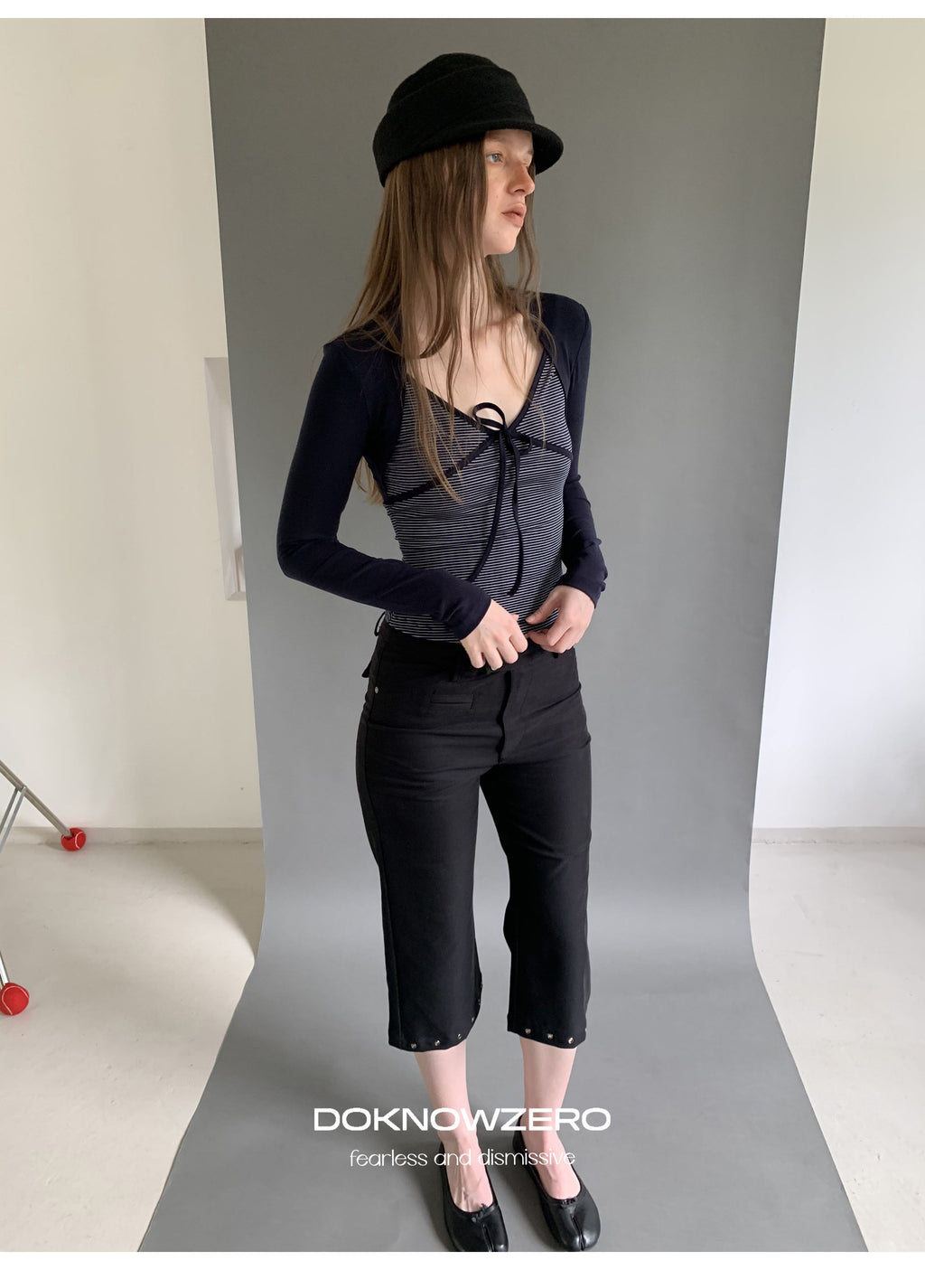 Stripe Tie Front Top