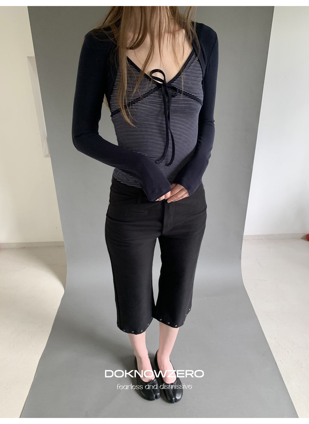Stripe Tie Front Top