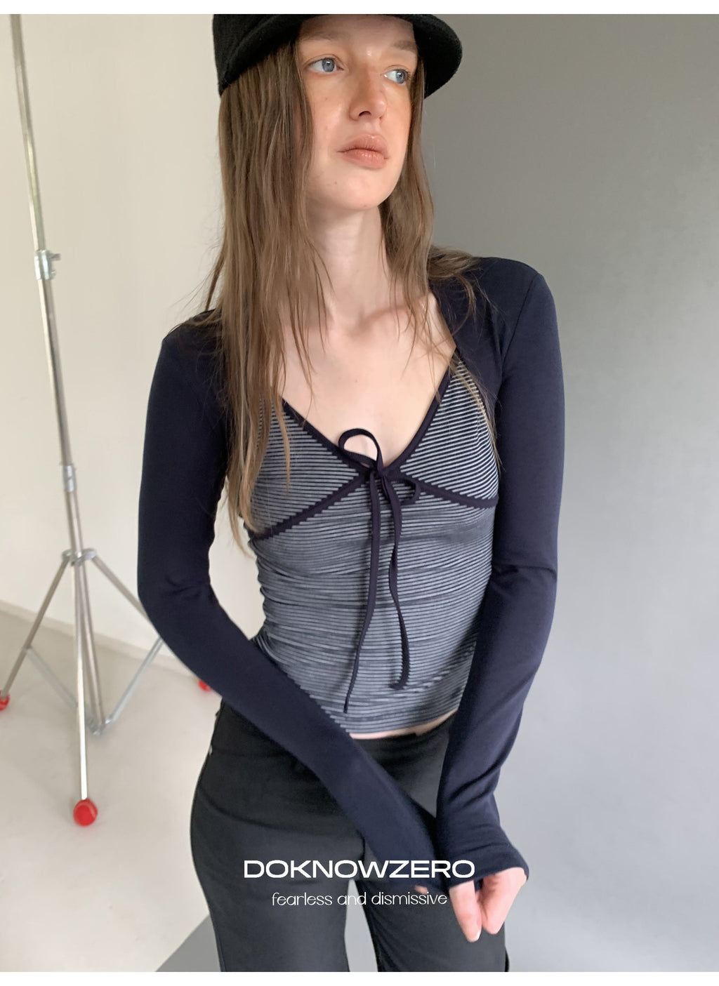 Stripe Tie Front Top