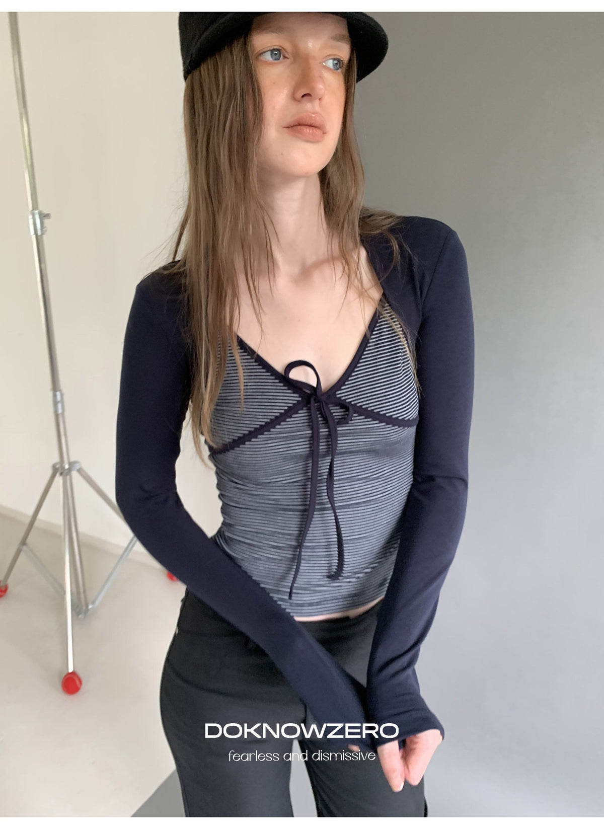 Stripe Tie Front Top