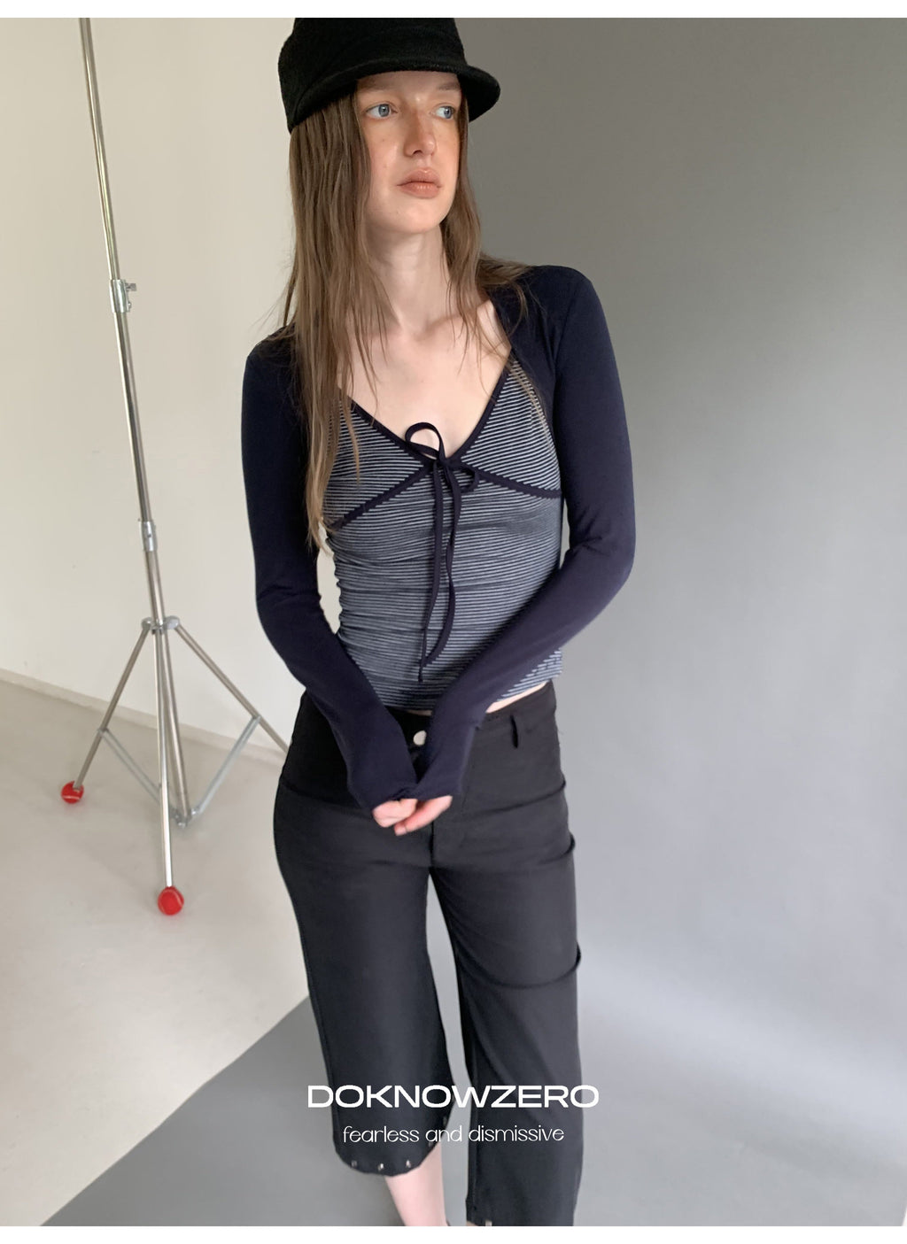 Stripe Tie Front Top
