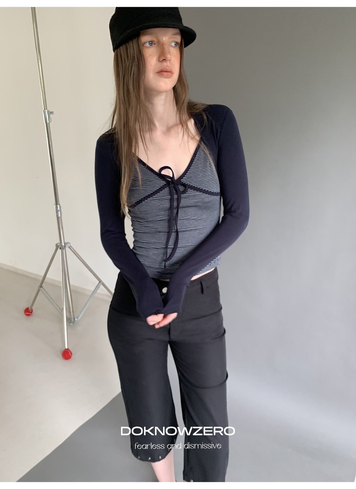 Stripe Tie Front Top