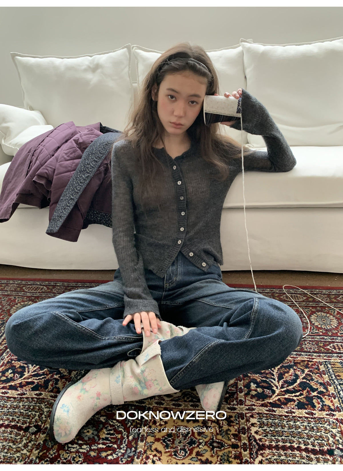 Alpaca Blend Rib Cardigan (2color)