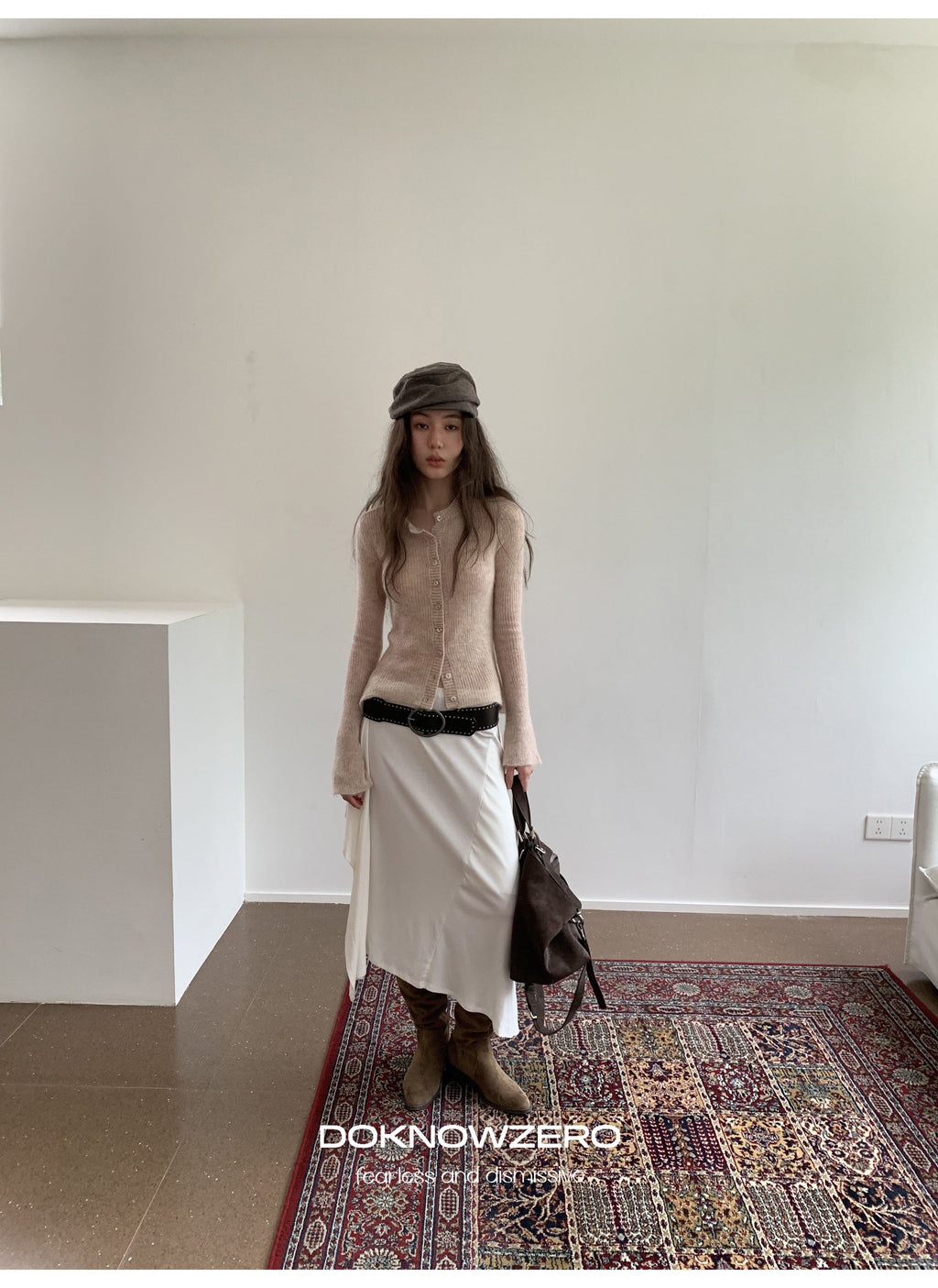 Alpaca Blend Rib Cardigan (2color)