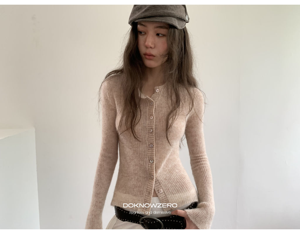 Alpaca Blend Rib Cardigan (2color)