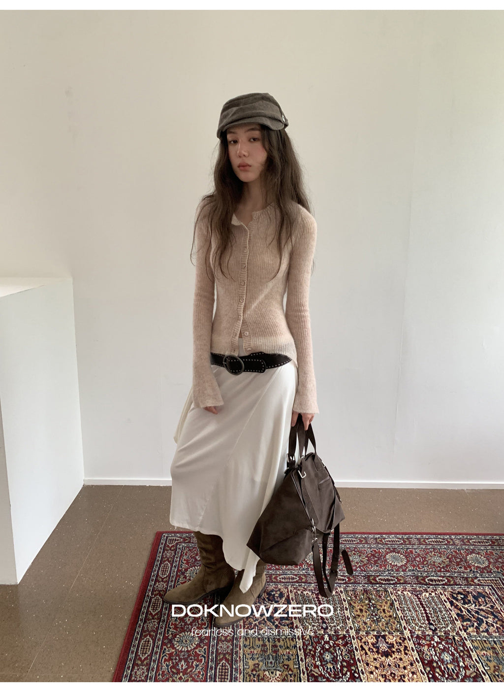 Alpaca Blend Rib Cardigan (2color)