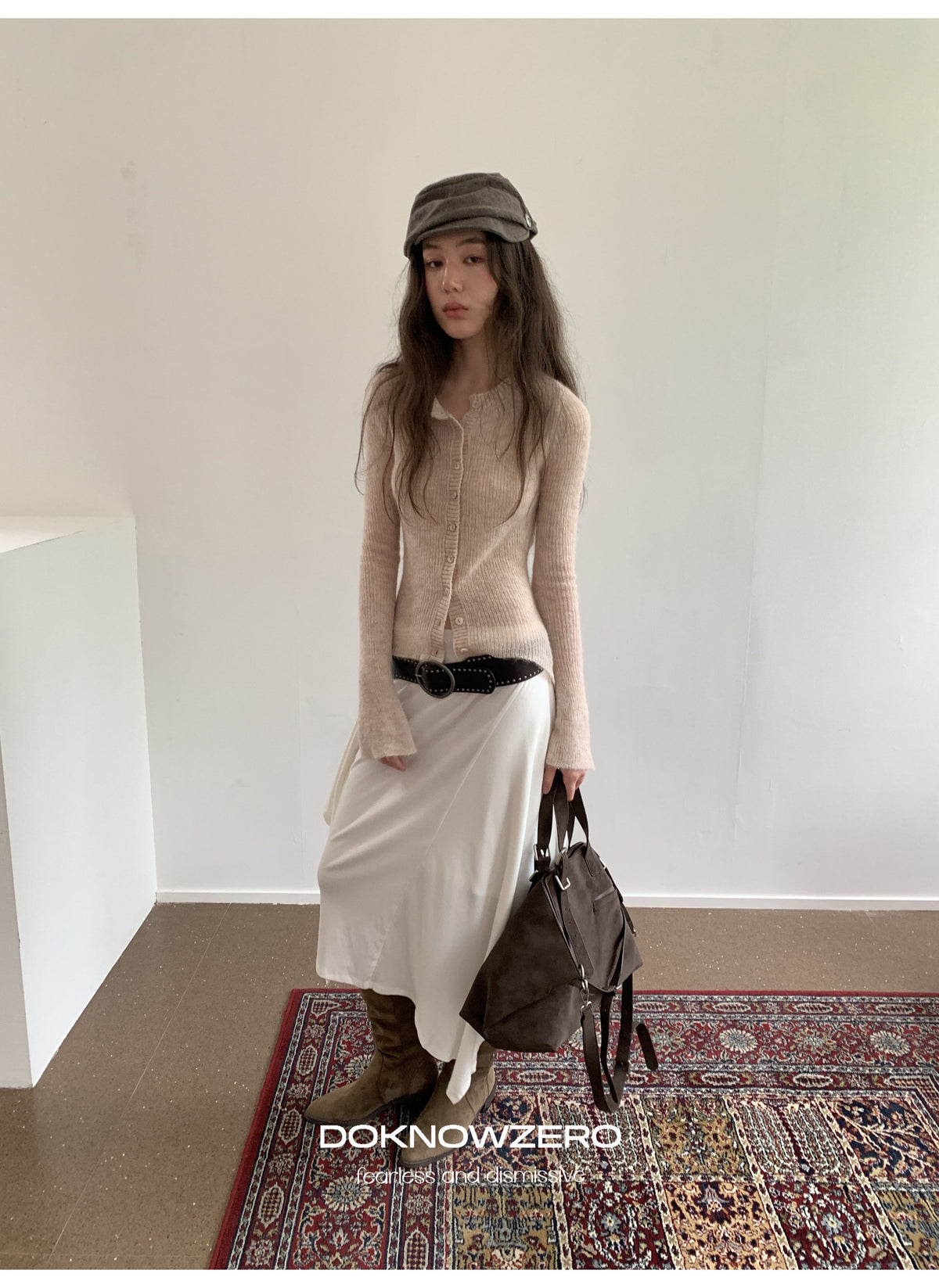 Alpaca Blend Rib Cardigan (2color)
